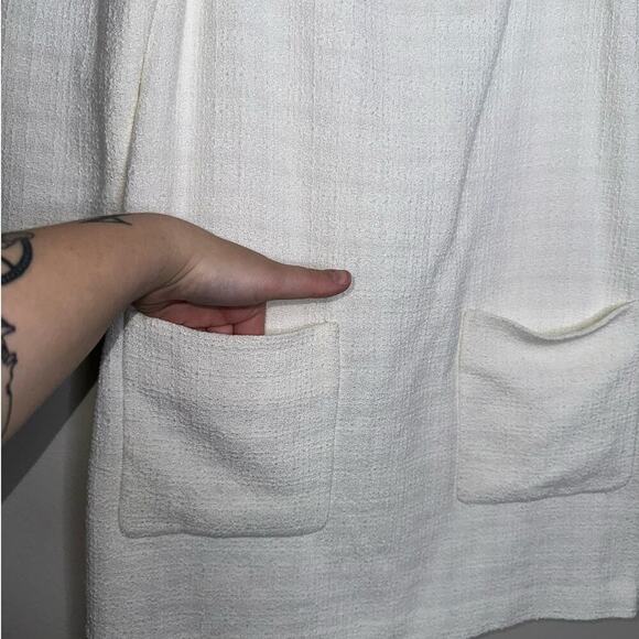 Veronica Beard Alona Tweed Mini Dress Ivory/White Size 2 Puff Sleeve Square Neck - Picture 5 of 8